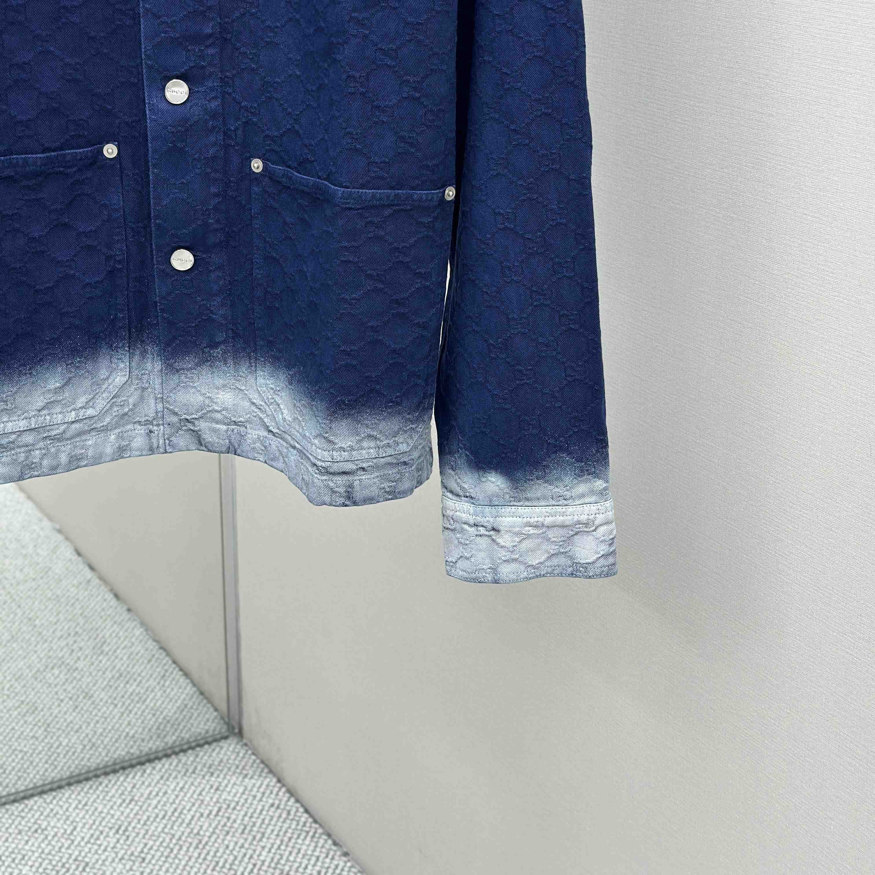 Gucci Bleached GG Cotton Denim Jacquard Shirt - DesignerGu