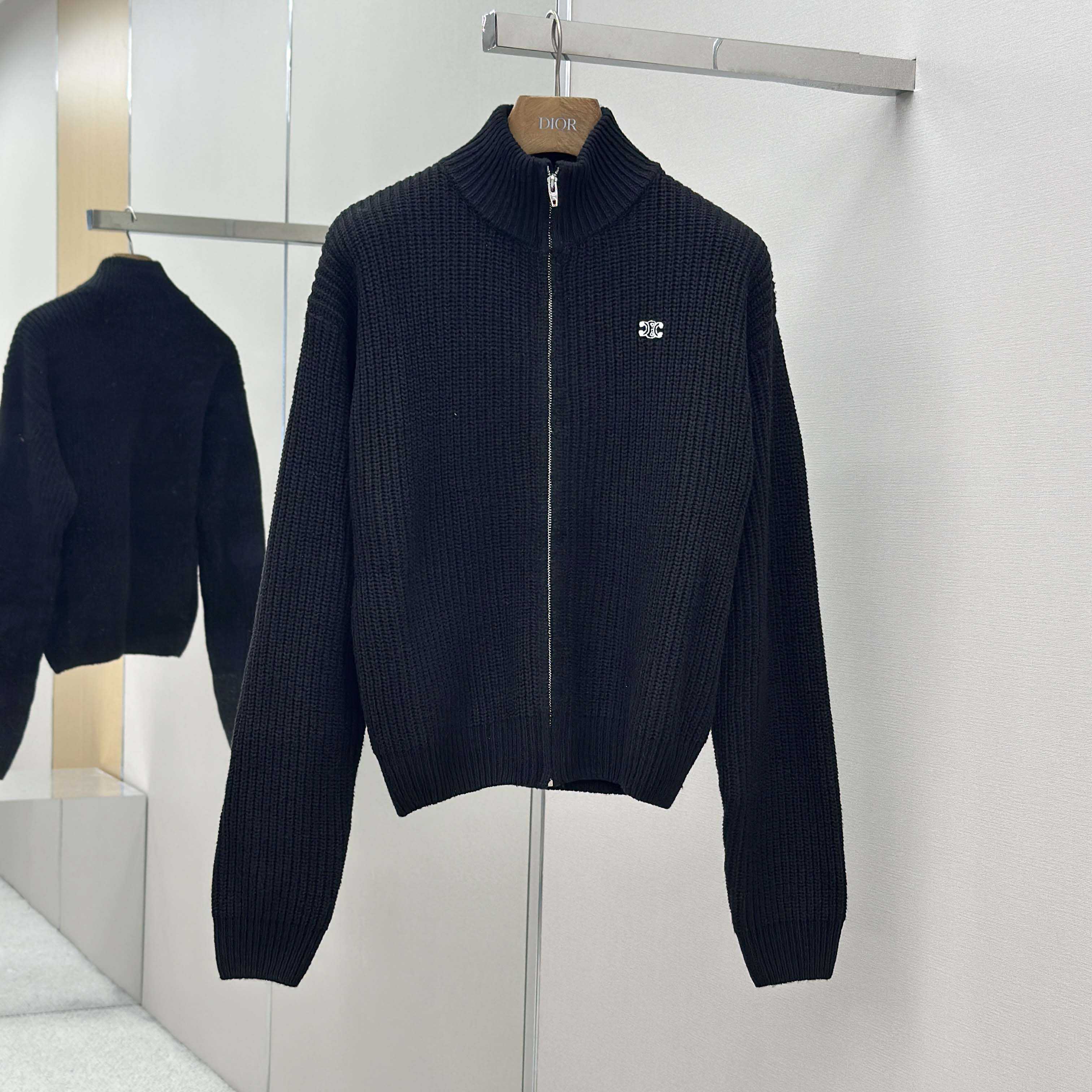 Celine Triomphe Trucker Sweater In Ribbed Wool  - DesignerGu