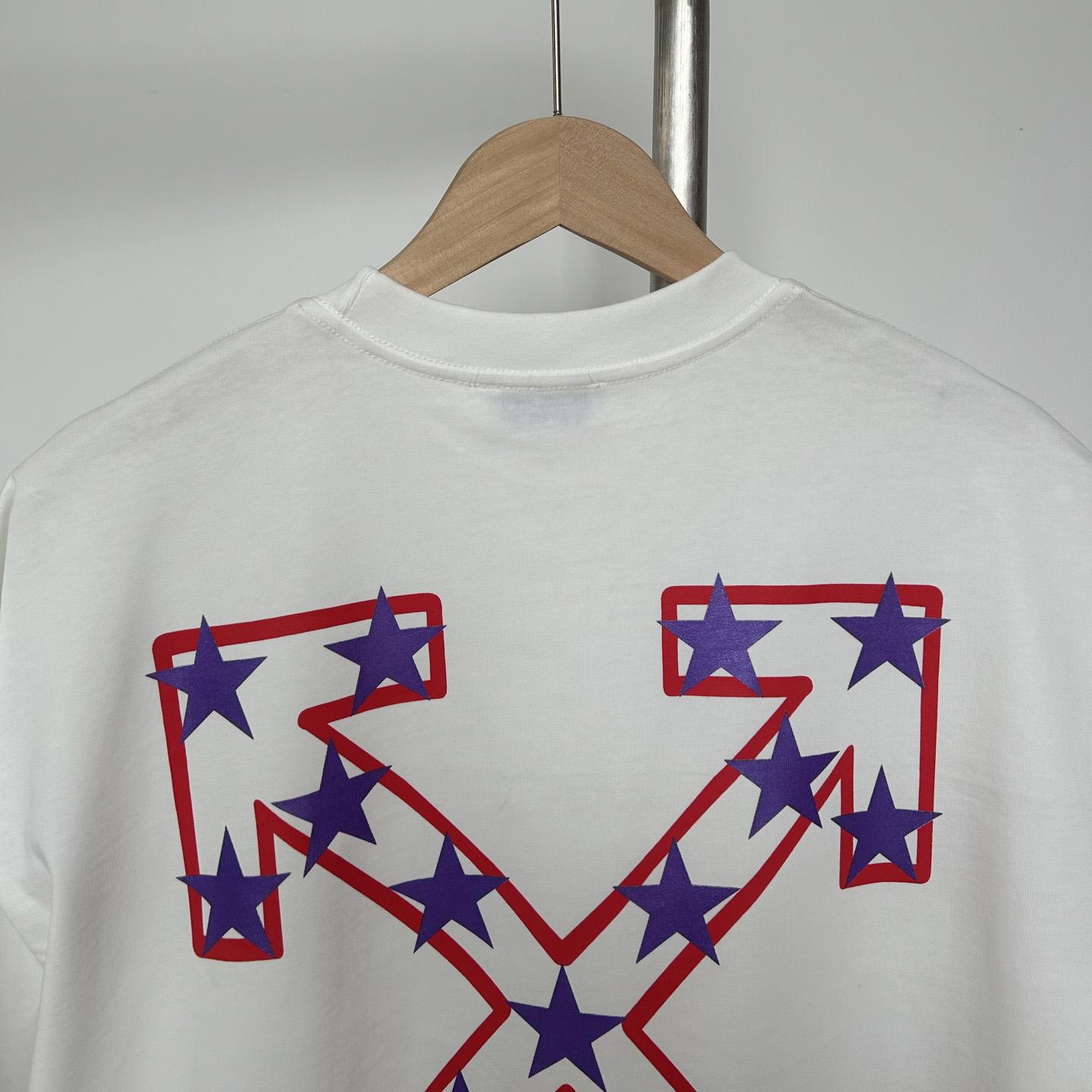 Off-White White Starry Arrow T-Shirt - DesignerGu