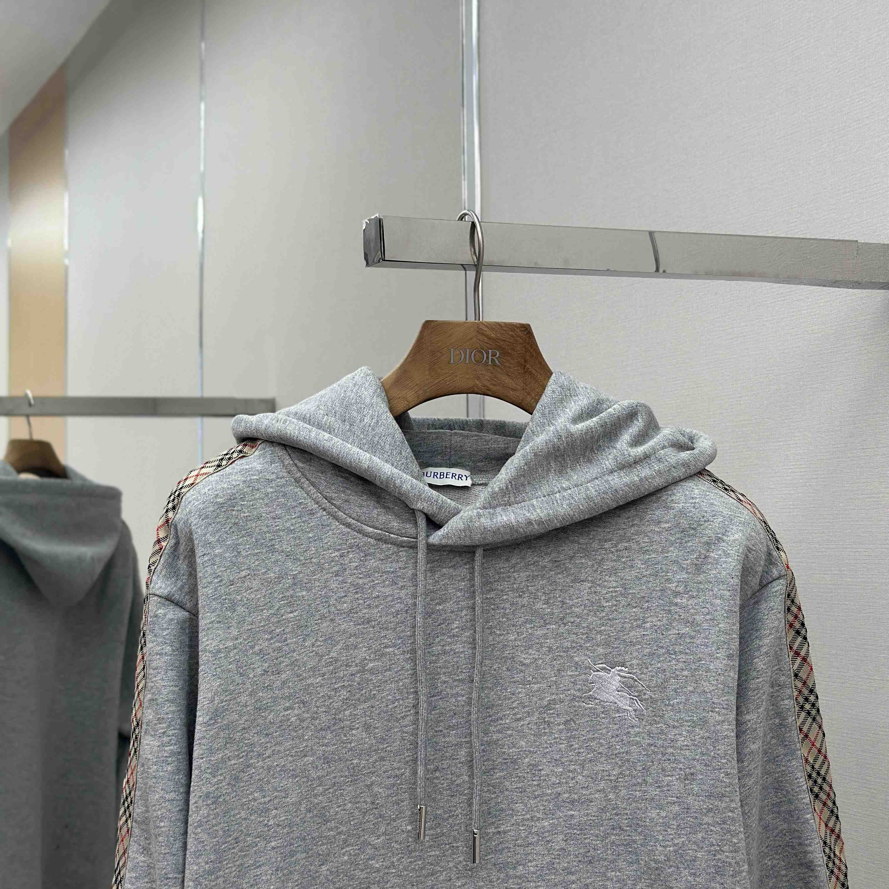 Burberry Check Trim Cotton Hoodie - DesignerGu