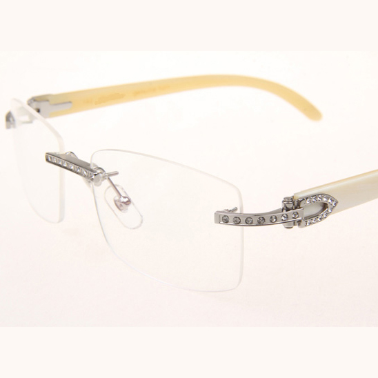 Cartier CT_3524012 Diamond White Buffalo Eyeglasses In Silver - DesignerGu