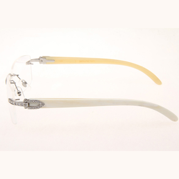 Cartier CT_3524012 Diamond White Buffalo Eyeglasses In Silver - DesignerGu