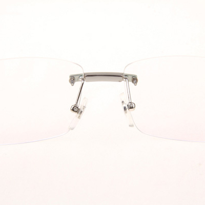 Cartier CT_3524012 Diamond White Buffalo Eyeglasses In Silver - DesignerGu