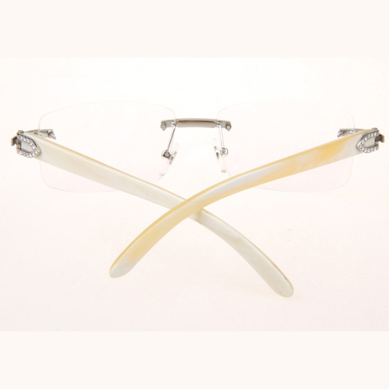 Cartier CT_3524012 Diamond White Buffalo Eyeglasses In Silver - DesignerGu