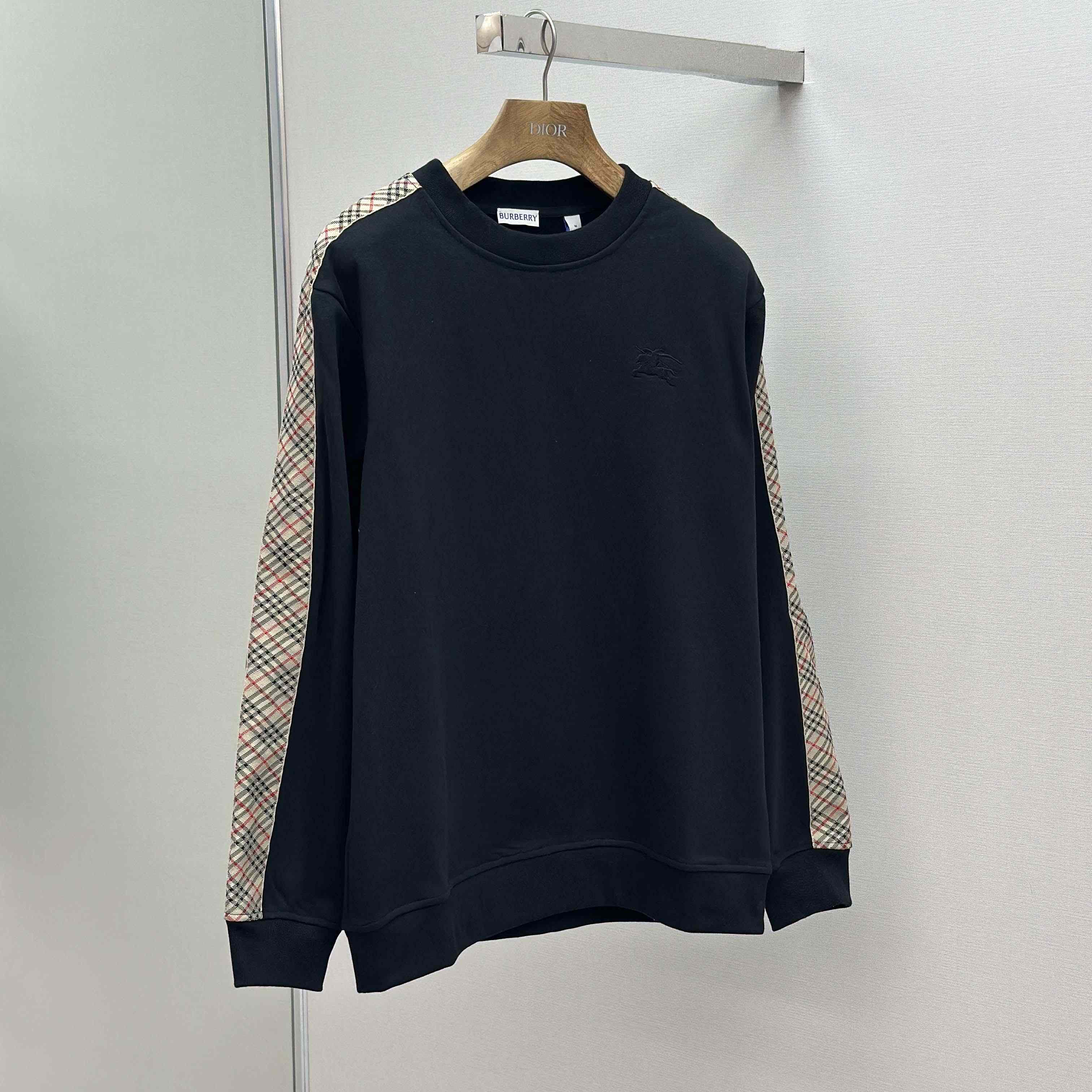 Burberry Check Trim Cotton Sweatshirt - DesignerGu