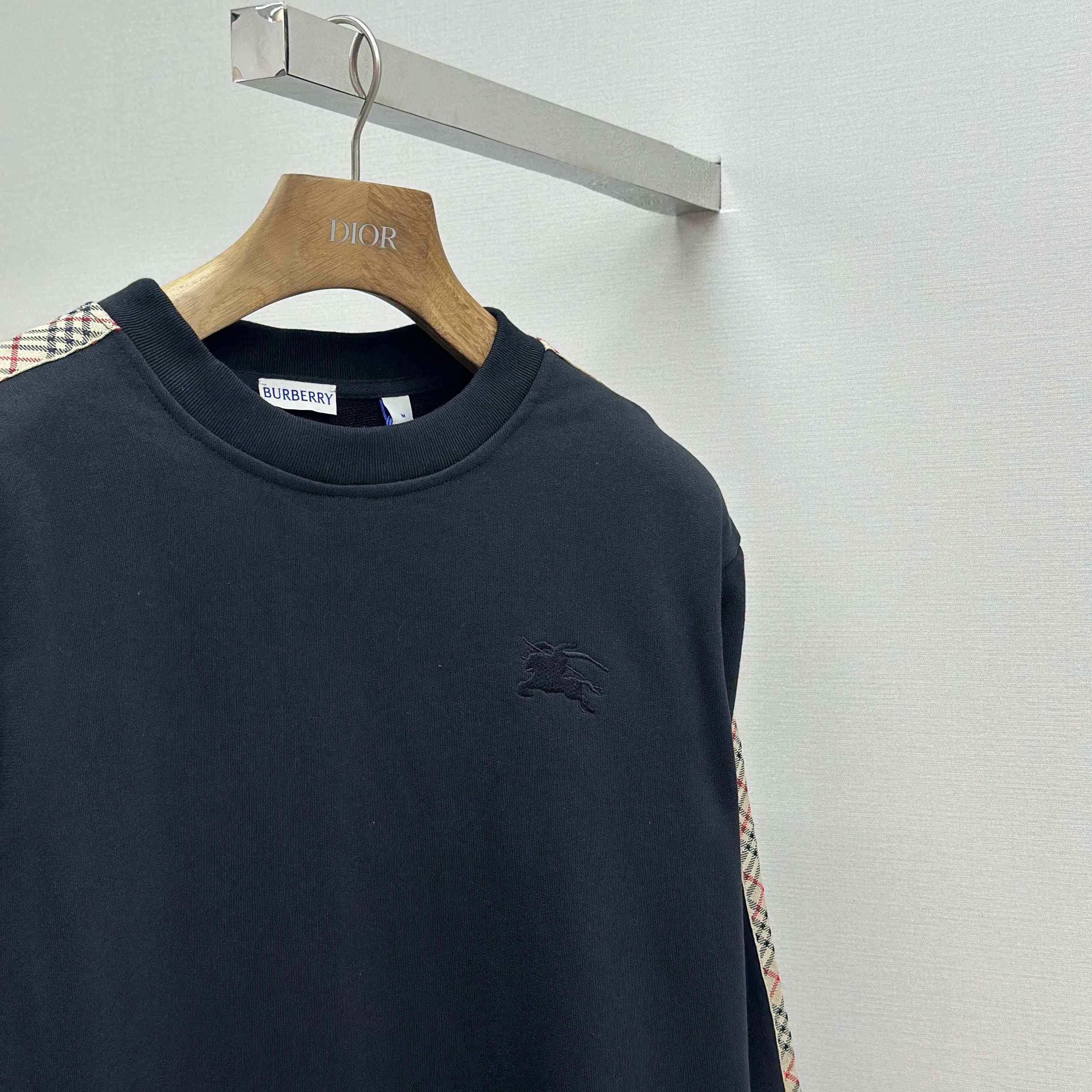 Burberry Check Trim Cotton Sweatshirt - DesignerGu