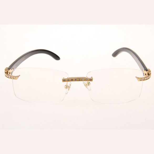 Cartier CT_3524012 Diamond White Mix Black Buffalo Eyeglasses In Gold - DesignerGu