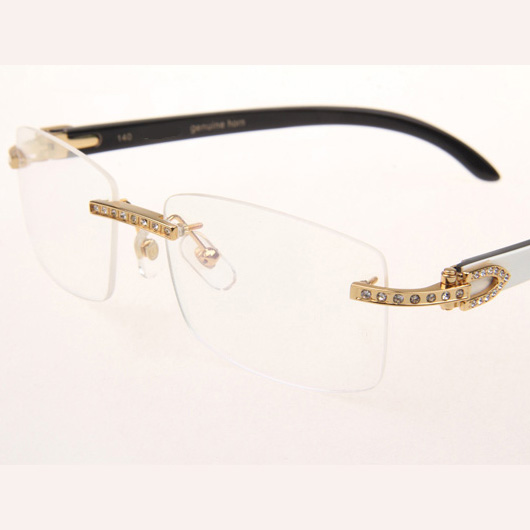 Cartier CT_3524012 Diamond White Mix Black Buffalo Eyeglasses In Gold - DesignerGu