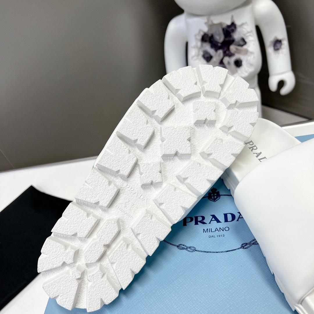 Prada Soft Padded Nappa Leather Slides - DesignerGu