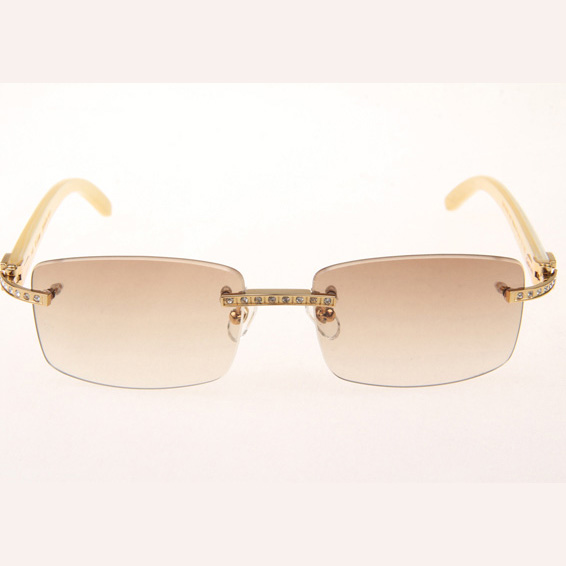 Cartier CT_3524012 Diamond White Buffalo Sunglasses In Gold Brown - DesignerGu