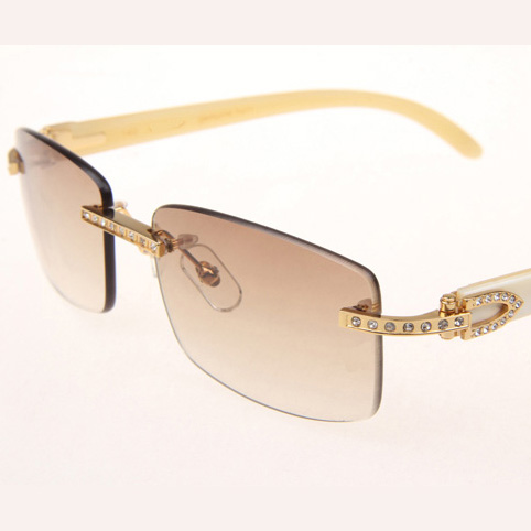 Cartier CT_3524012 Diamond White Buffalo Sunglasses In Gold Brown - DesignerGu