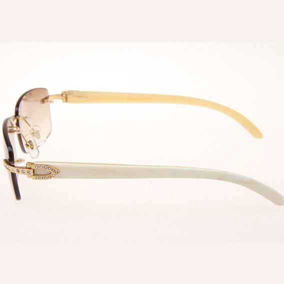 Cartier CT_3524012 Diamond White Buffalo Sunglasses In Gold Brown - DesignerGu