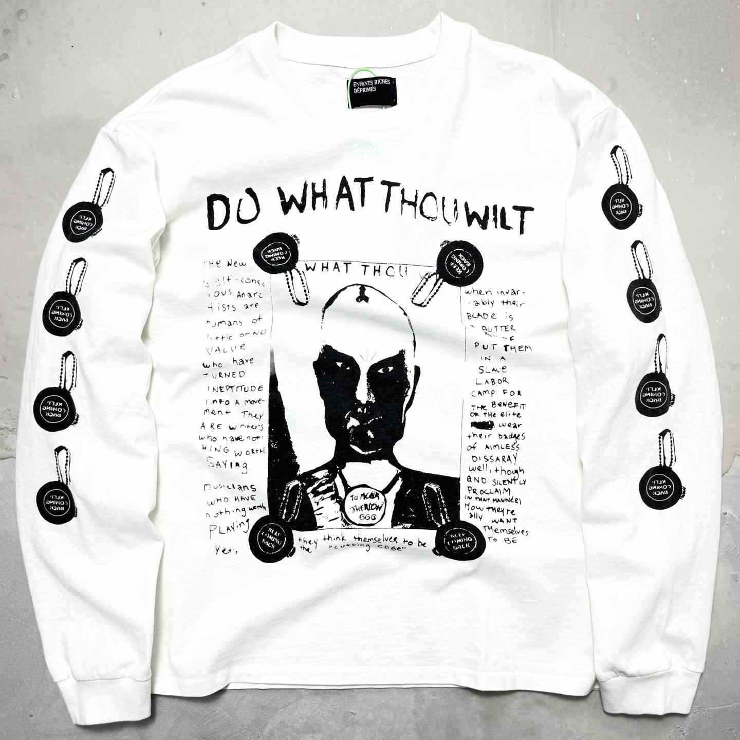 Enfants Riches Déprimés Do What Thou Wilt Long-Sleeve T-Shirt 'Faded White' - DesignerGu