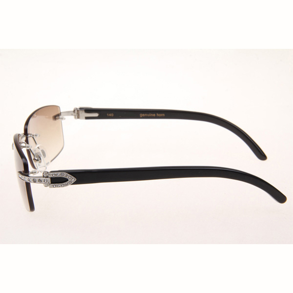 Cartier CT_3524012 Diamond Black Buffalo Eyeglasses In Silver Brown - DesignerGu