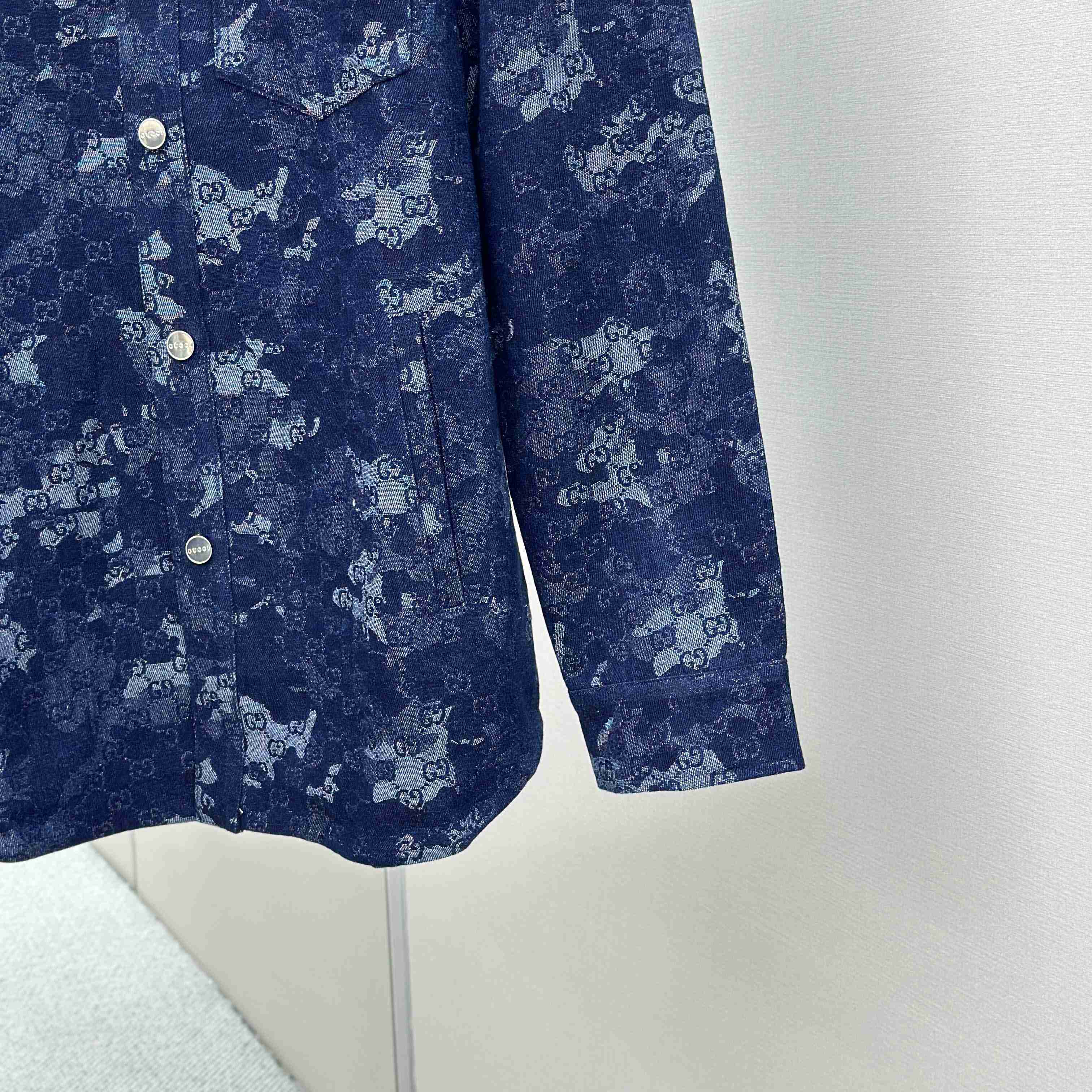 Gucci GG Jacquard Denim Shirt - DesignerGu