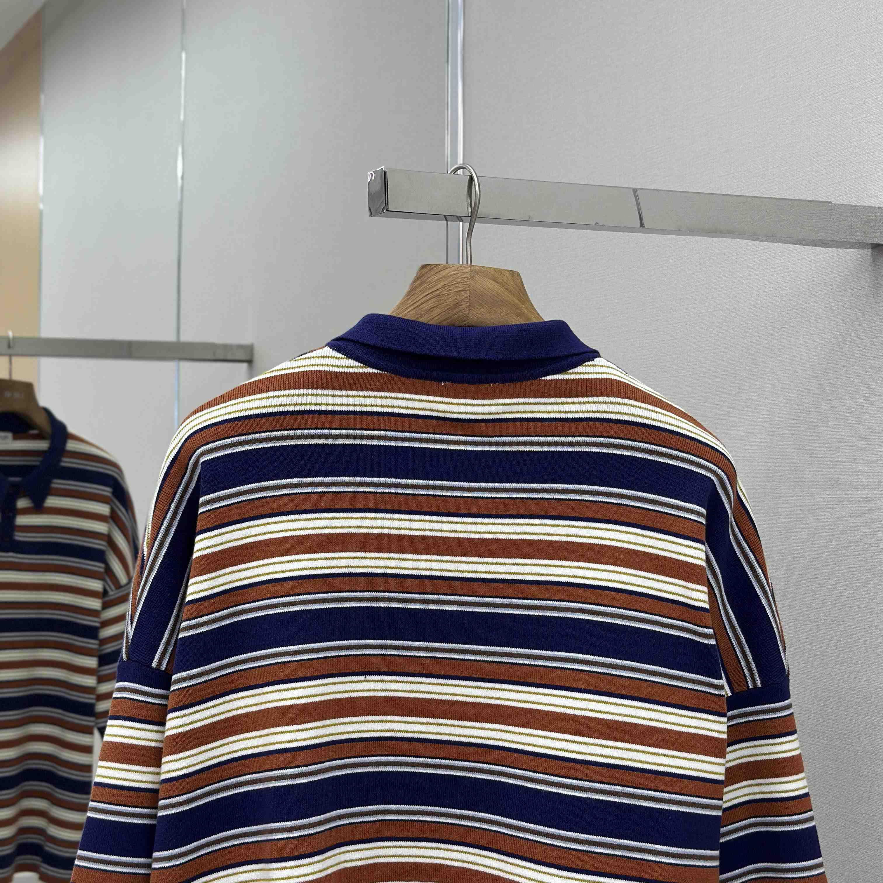 Celine Triomphe Loose Polo In Striped Cotton  - DesignerGu