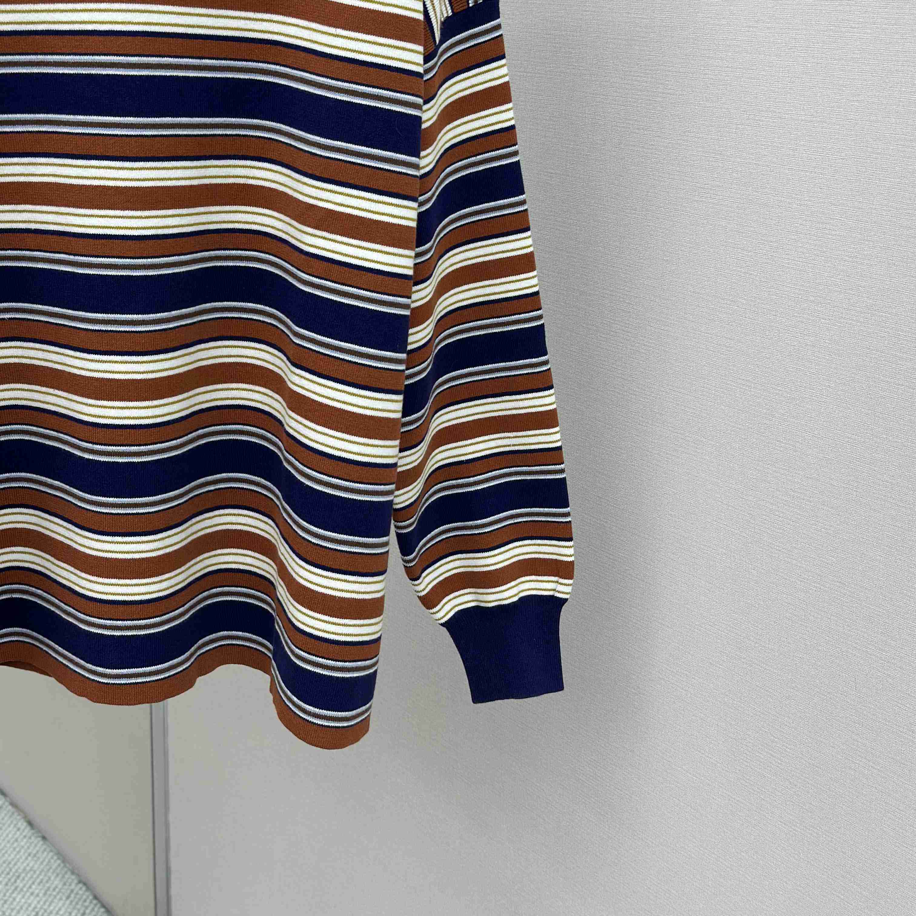 Celine Triomphe Loose Polo In Striped Cotton  - DesignerGu