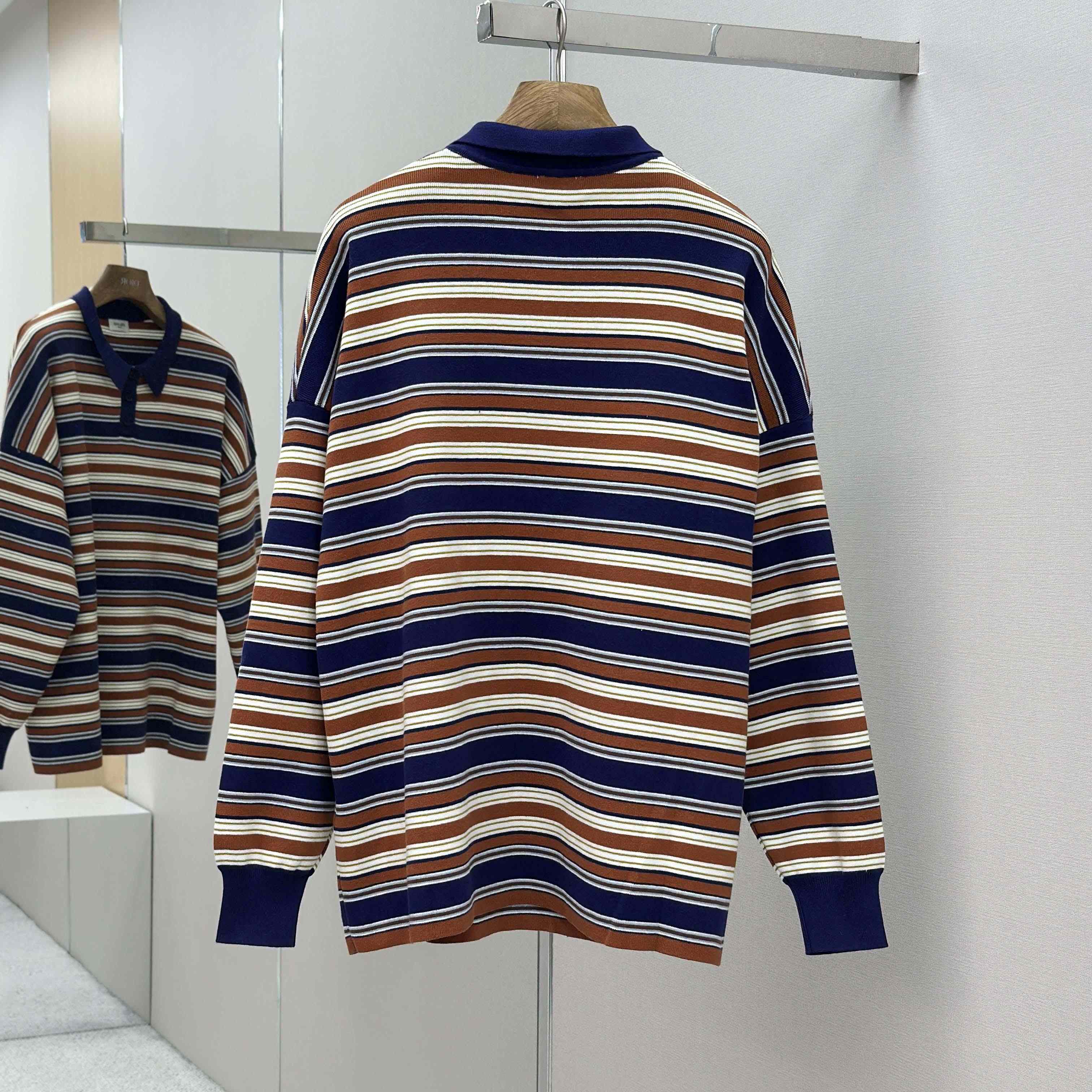 Celine Triomphe Loose Polo In Striped Cotton  - DesignerGu