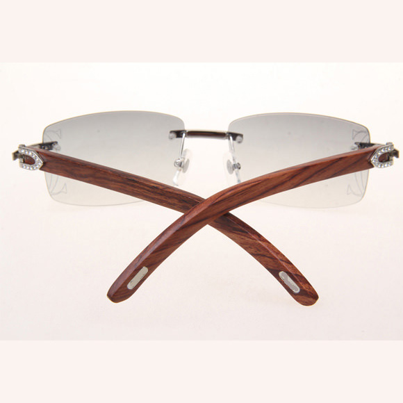 Cartier CT_3524012 Diamond Wood Eyeglasses In Silver Grey - DesignerGu