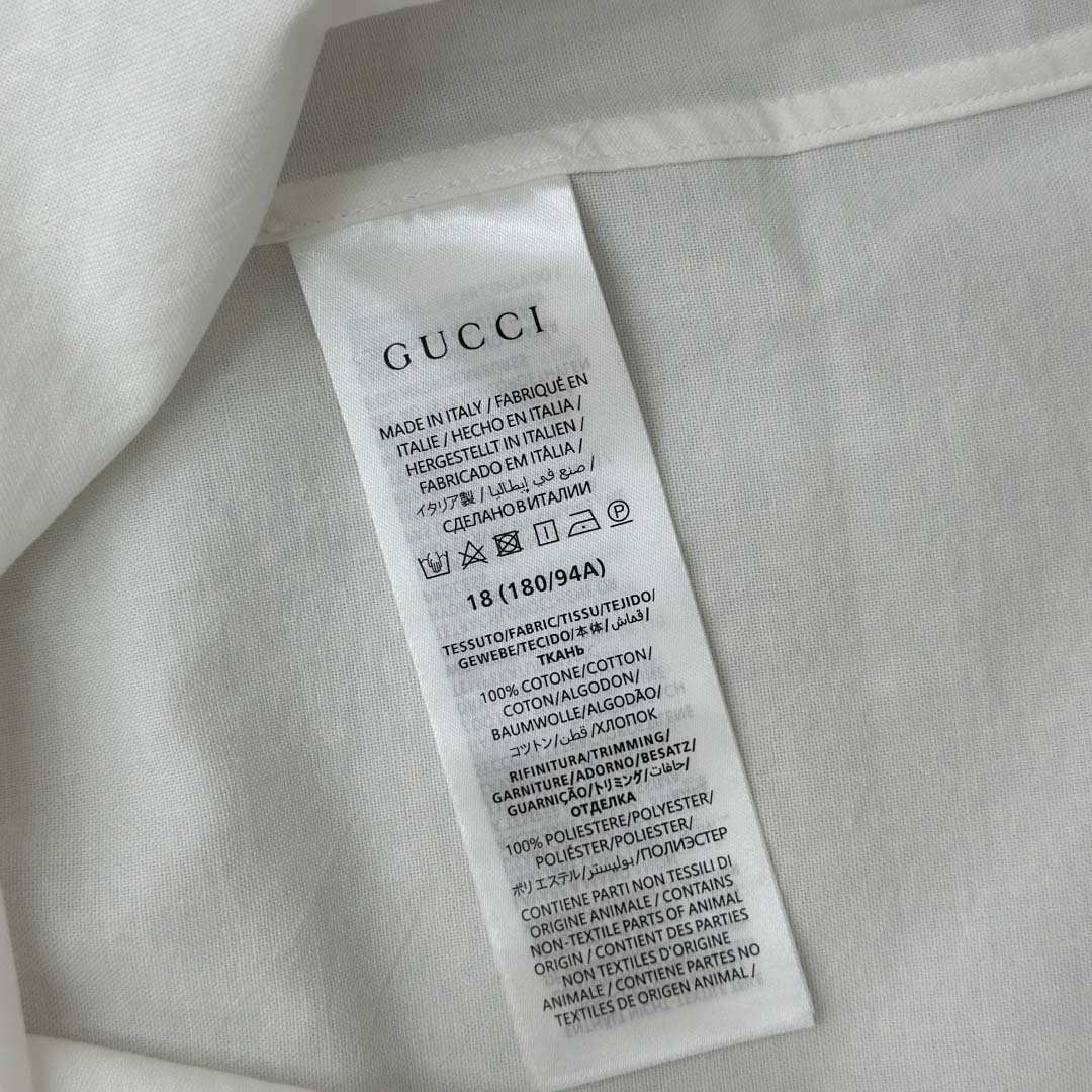 Gucci Web-stripe Trim Cotton Shirt - DesignerGu