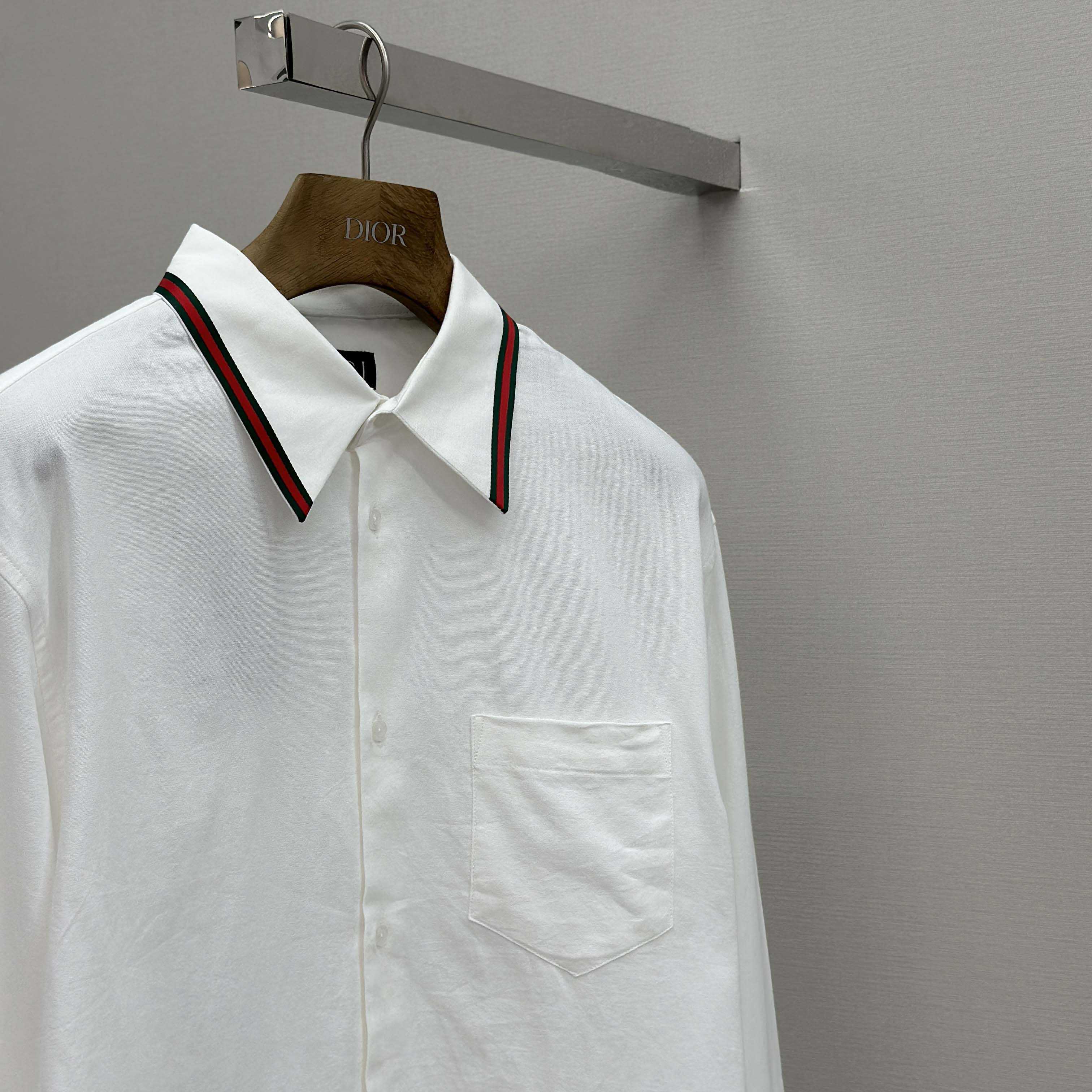 Gucci Web-stripe Trim Cotton Shirt - DesignerGu