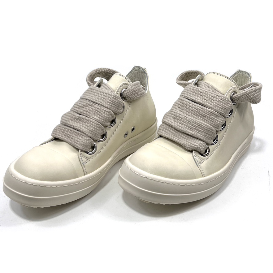 Rick Owens Lido Low Top Sneaks Jumbo Laced Milk - DesignerGu
