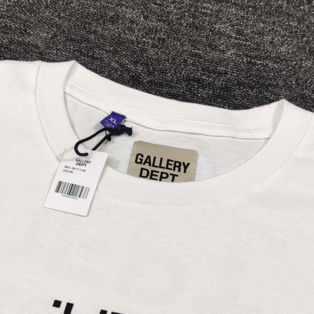 Gallery Dept Tee White Black Used Small - DesignerGu