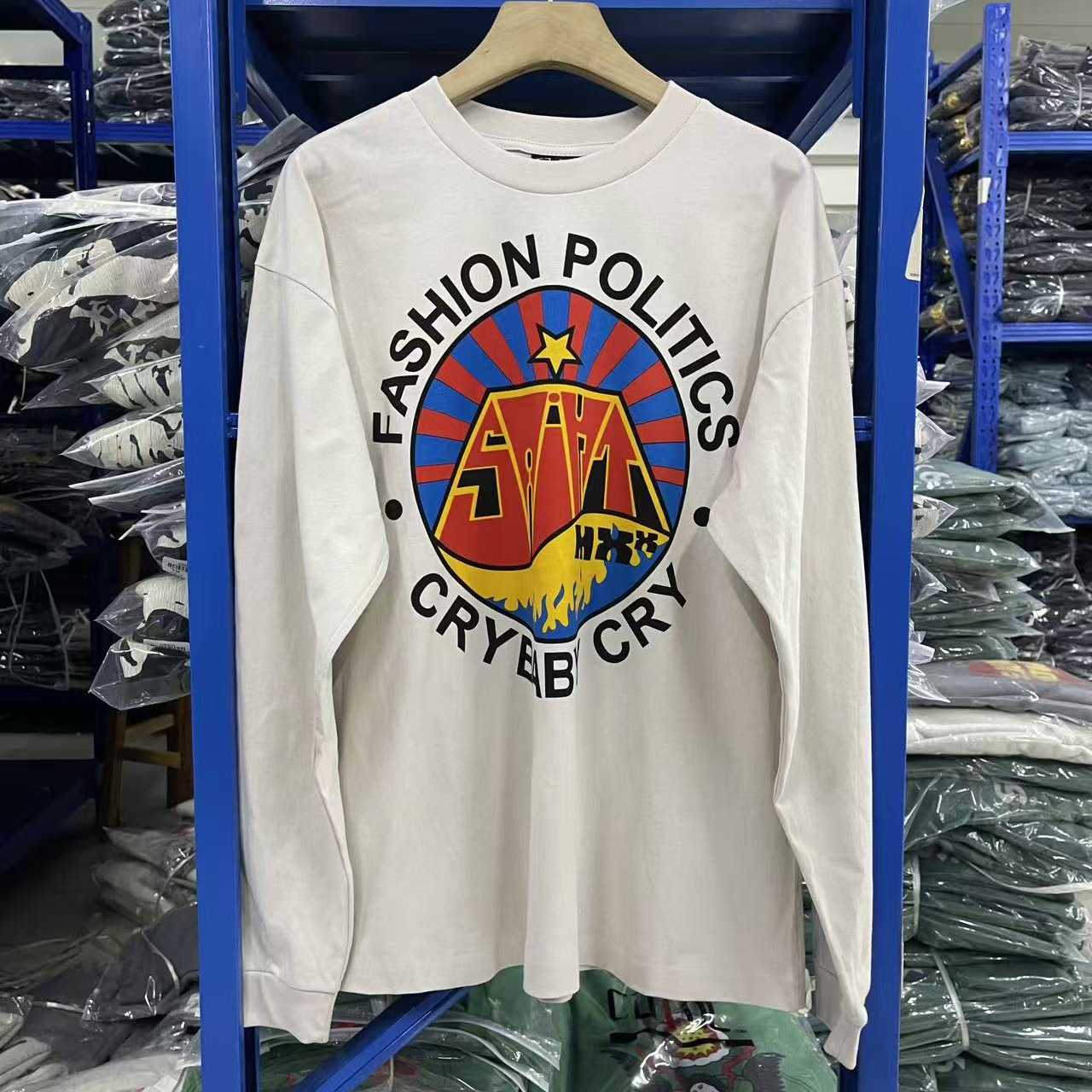 Saint Michael LS Tee Fashion Politics "White" - DesignerGu