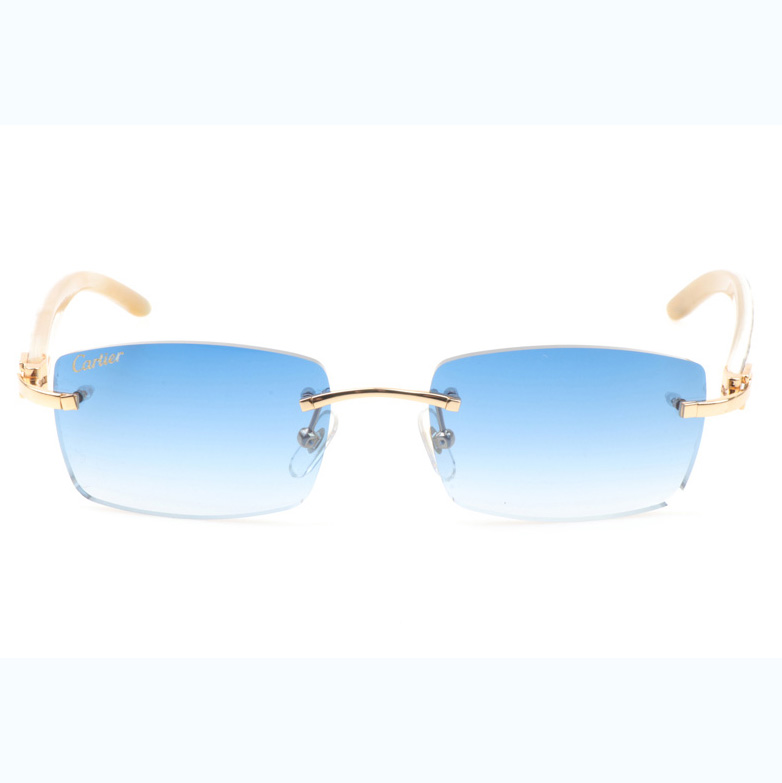 Cartier CT_3524012 Shell Mix White Buffalo Sunglasses In Gold Gradient Blue - DesignerGu