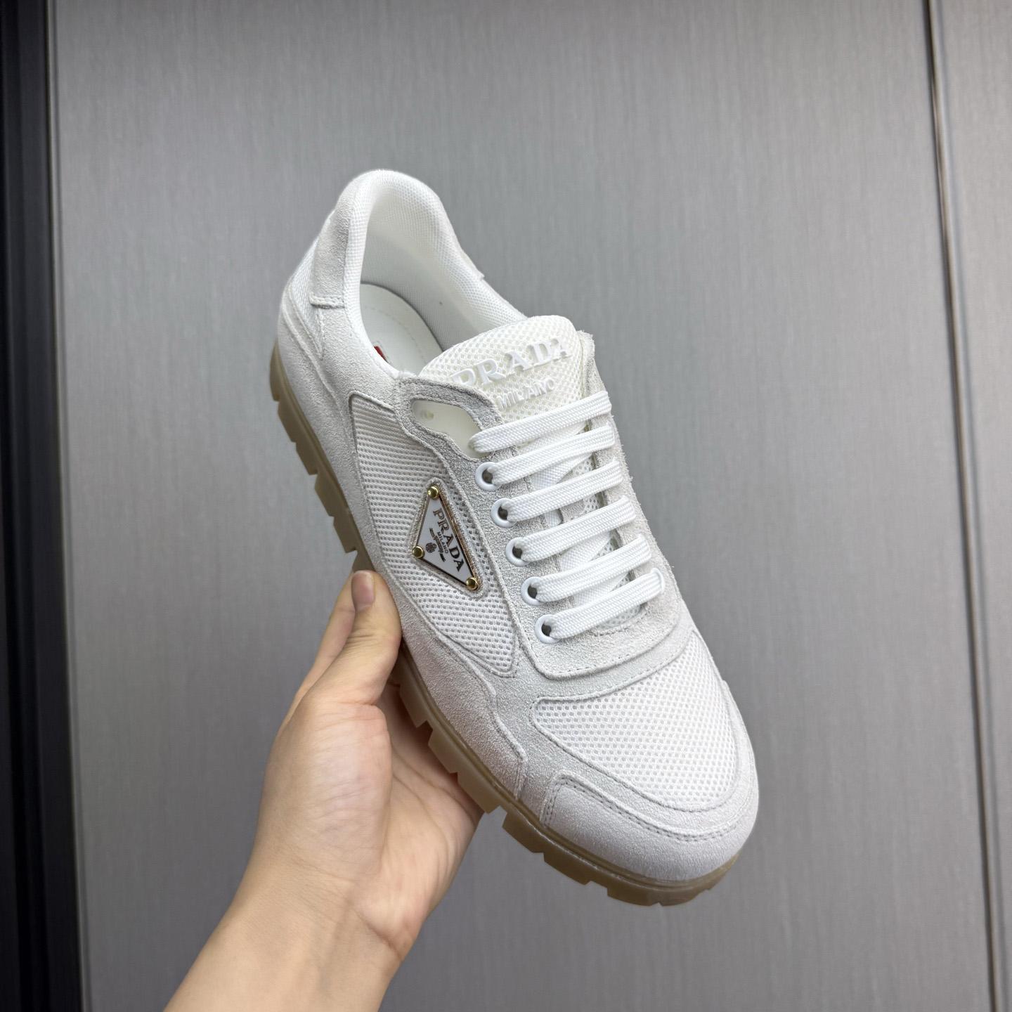 Prada Trail Mesh Fabric And Suede Sneakers - DesignerGu