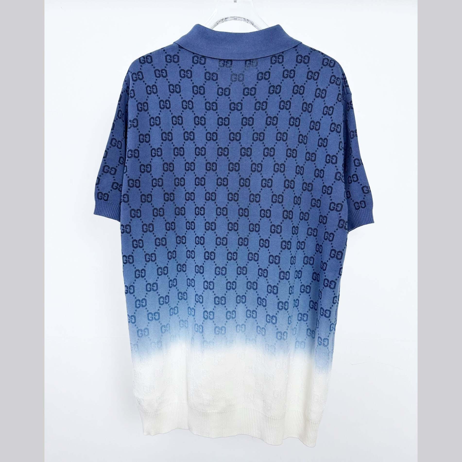 Gucci GG Cotton Knit Jacquard Polo Shirt - DesignerGu
