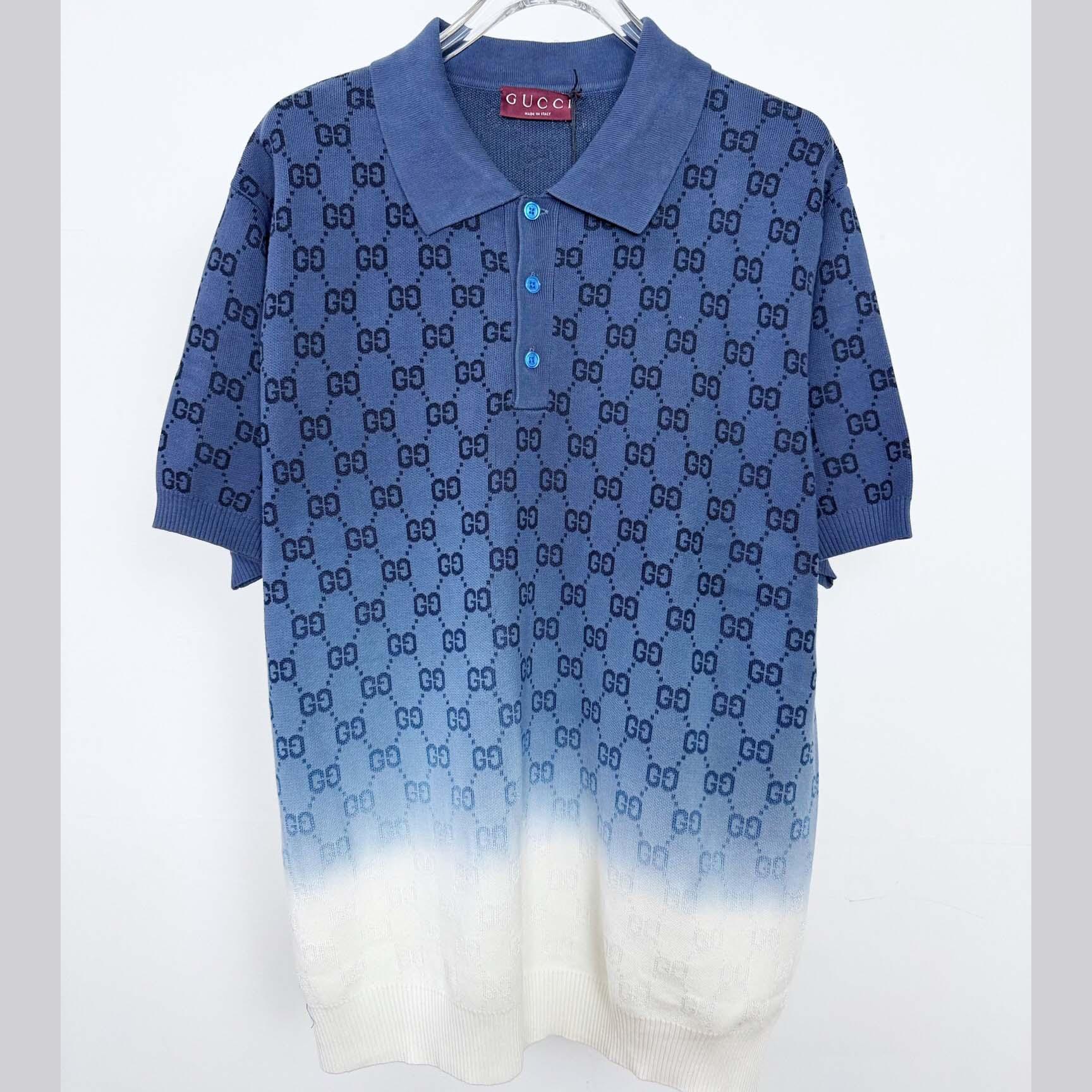 Gucci GG Cotton Knit Jacquard Polo Shirt - DesignerGu