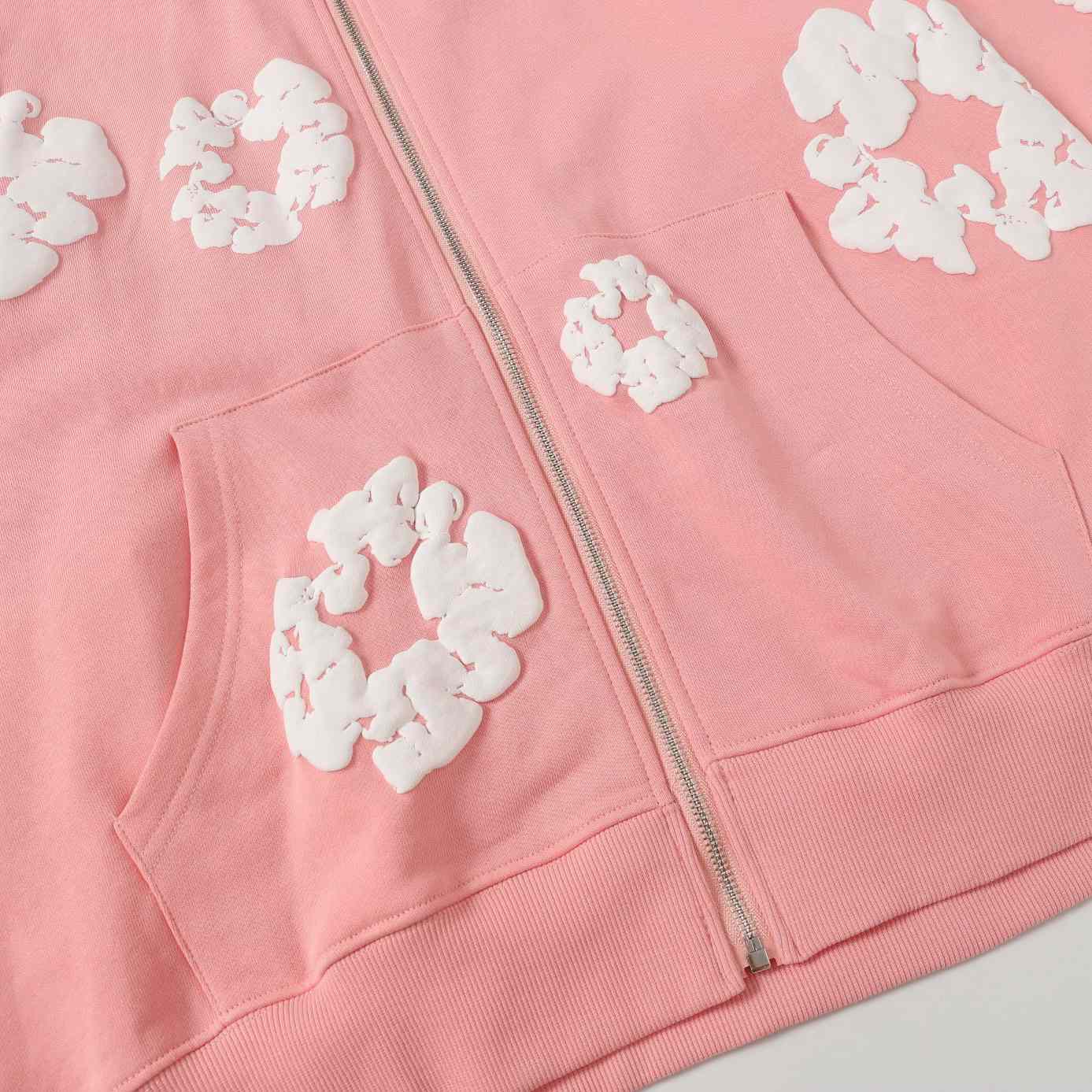 Denim Tears Cotton Wreath Zip Hoodie Pink - DesignerGu