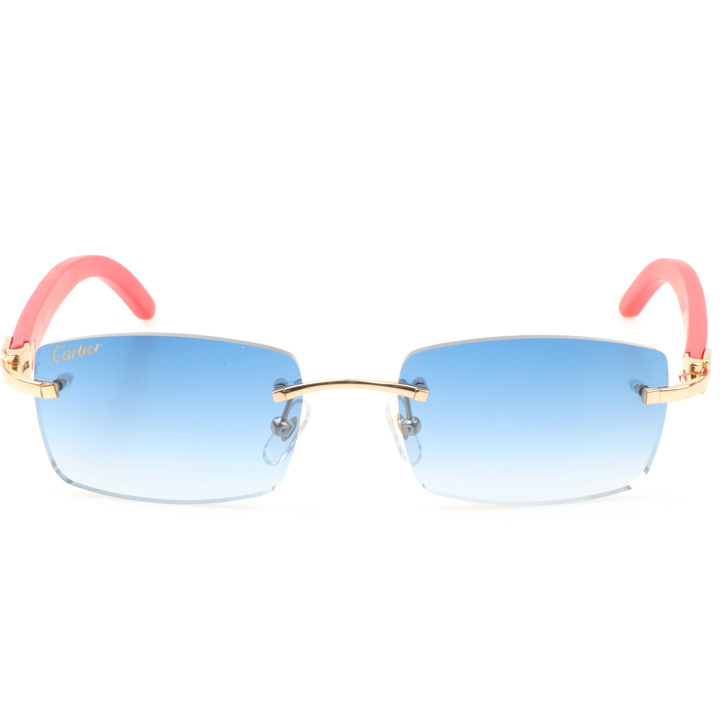Cartier CT_3524012 Red Wood Sunglasses In Gold Gradient Blue - DesignerGu