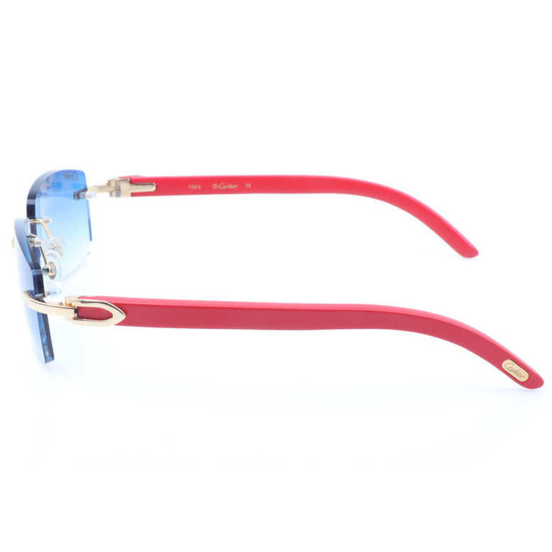 Cartier CT_3524012 Red Wood Sunglasses In Gold Gradient Blue - DesignerGu