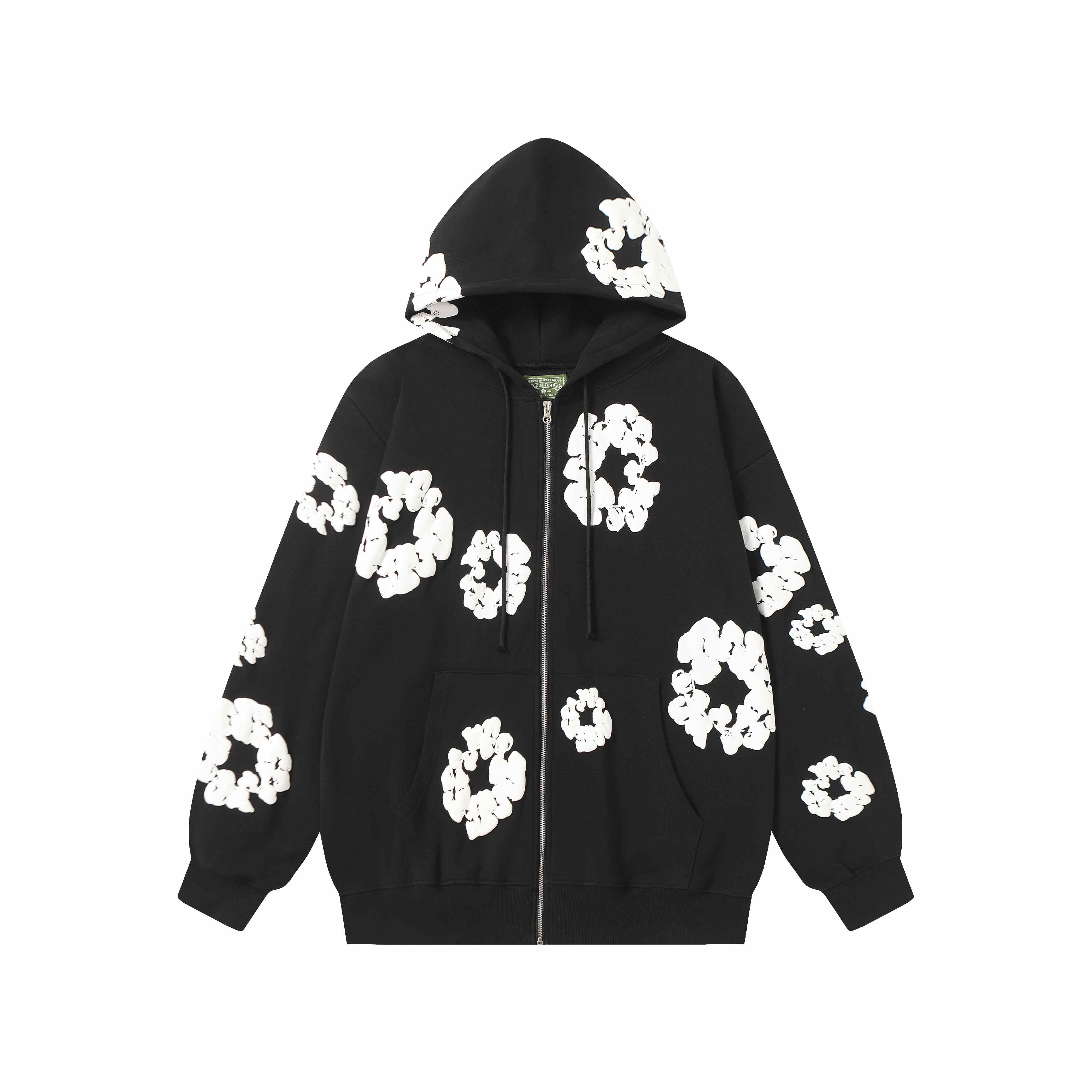 Denim Tears Cotton Wreath Zip Hoodie Black - DesignerGu