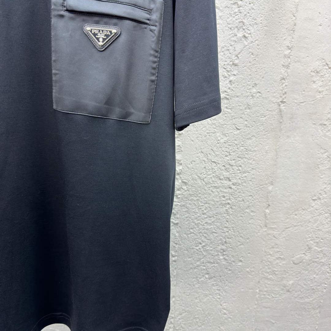 Prada Stretch Cotton Polo Shirt With Re-Nylon Details - DesignerGu
