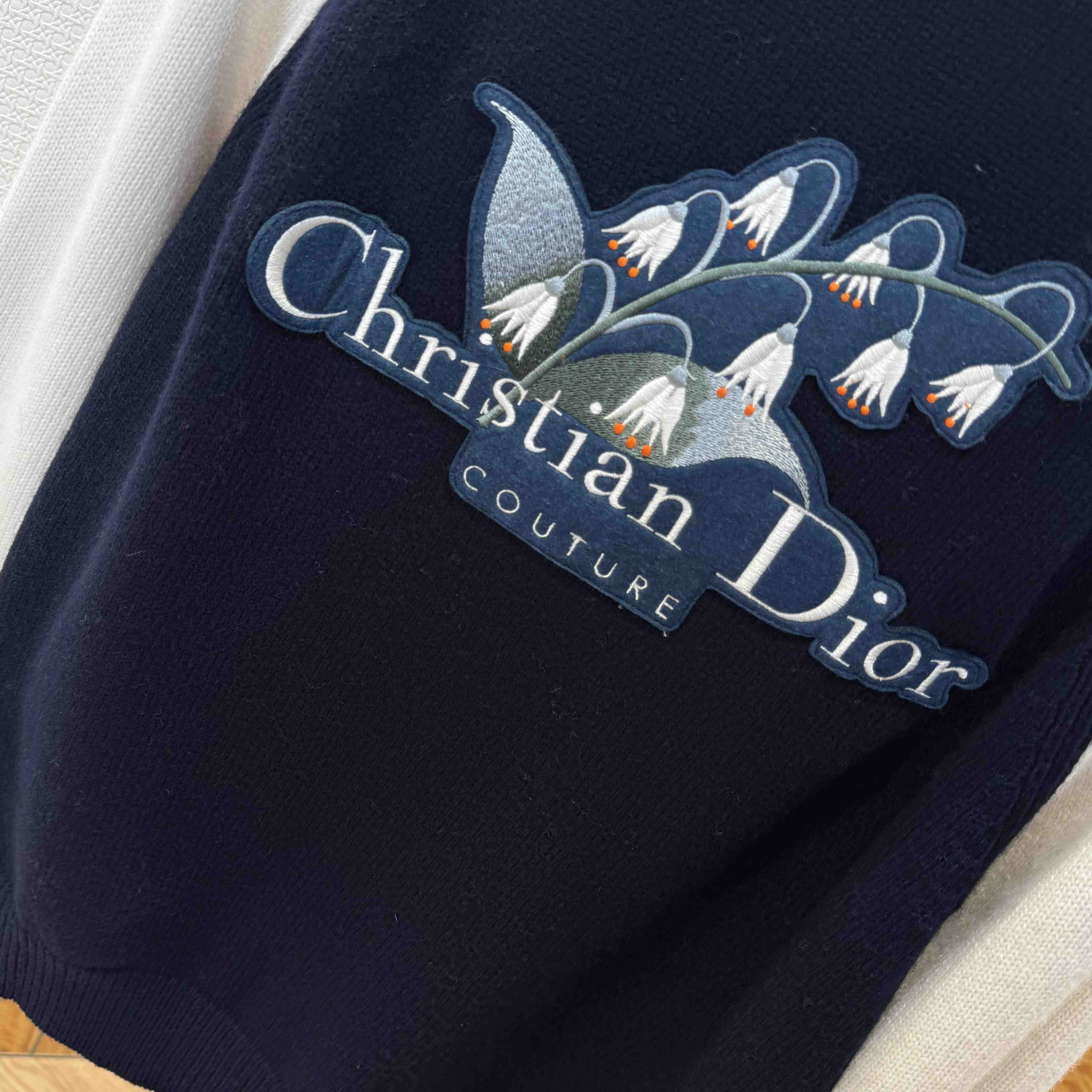 Christian Dior Couture Lily of the Valley Varsity Cardigan  - DesignerGu