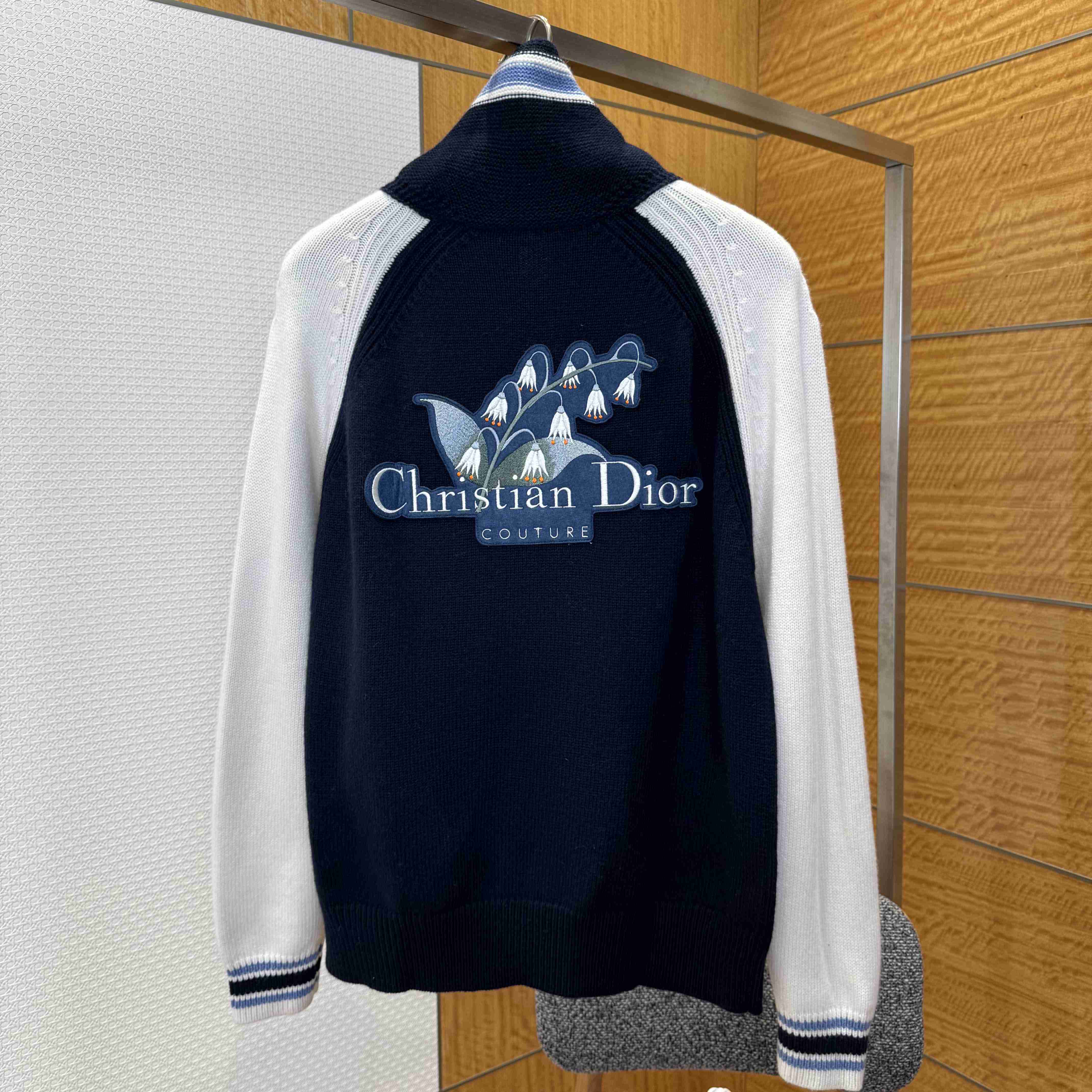 Christian Dior Couture Lily of the Valley Varsity Cardigan  - DesignerGu