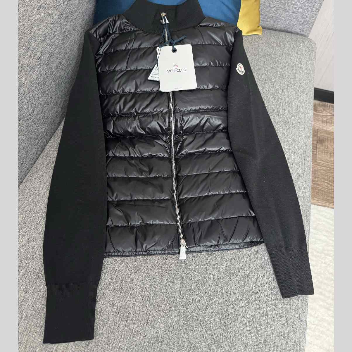 Moncler Padded Wool Zip-Up Cardigan In Black    Z503 - DesignerGu