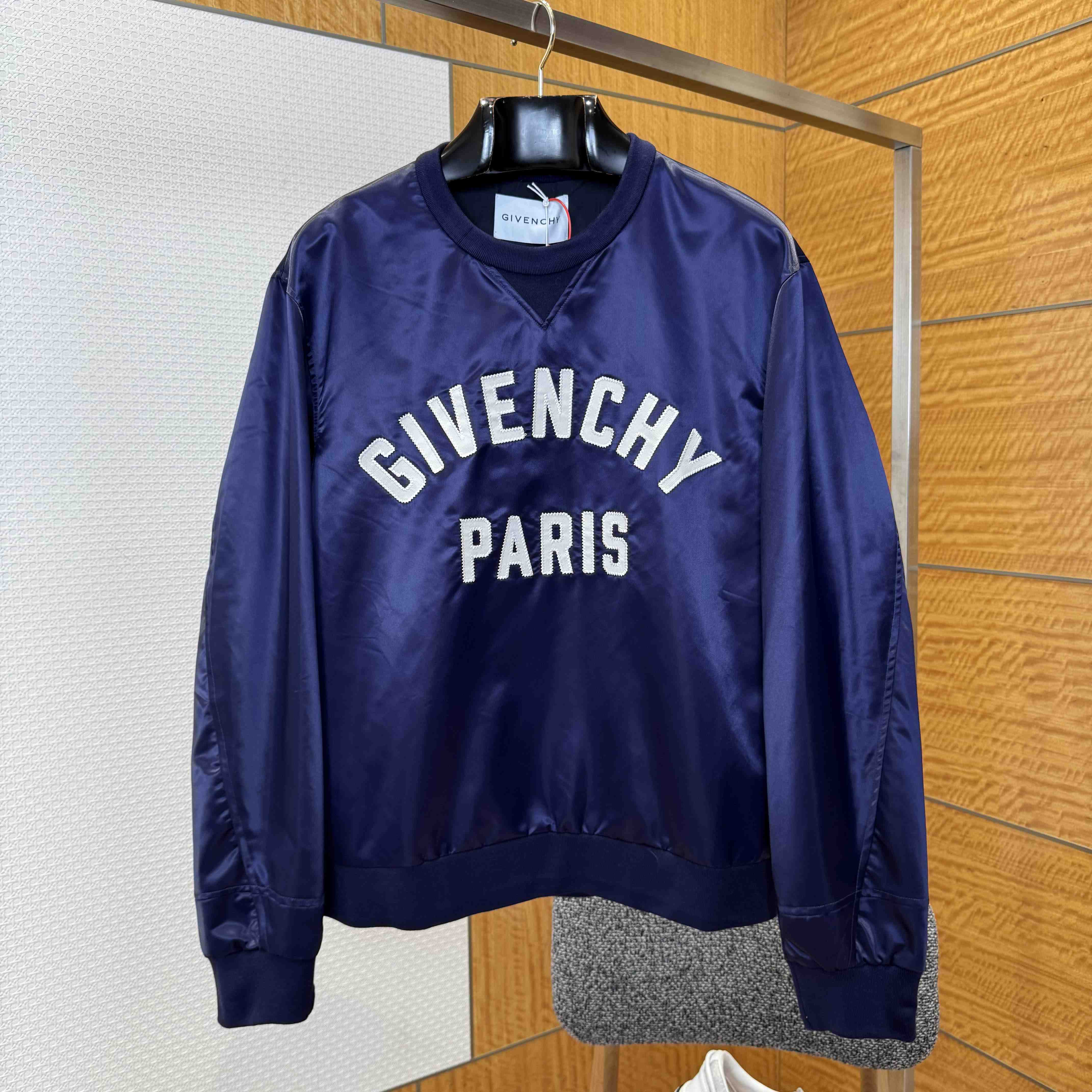 Givenchy Sweatshirt In Satin With Givenchy Paris Embroidery - DesignerGu