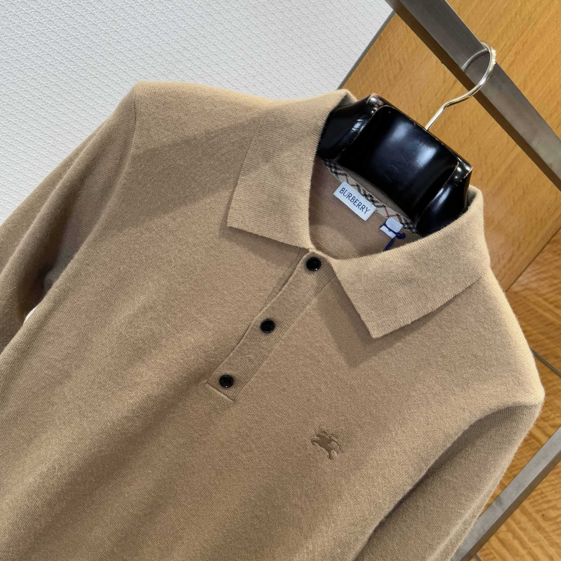 Burberry Long-sleeve Cashmere Blend Polo Shirt - DesignerGu