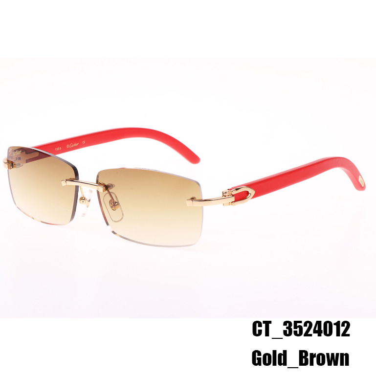 Cartier CT_3524012 Red Wood Sunglasses In Gold Brown - DesignerGu