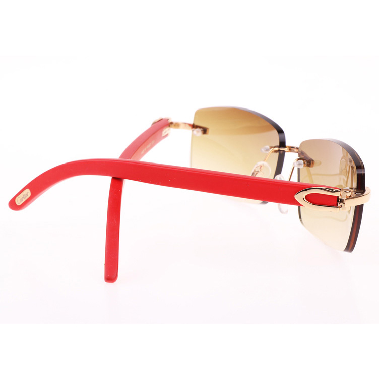 Cartier CT_3524012 Red Wood Sunglasses In Gold Brown - DesignerGu