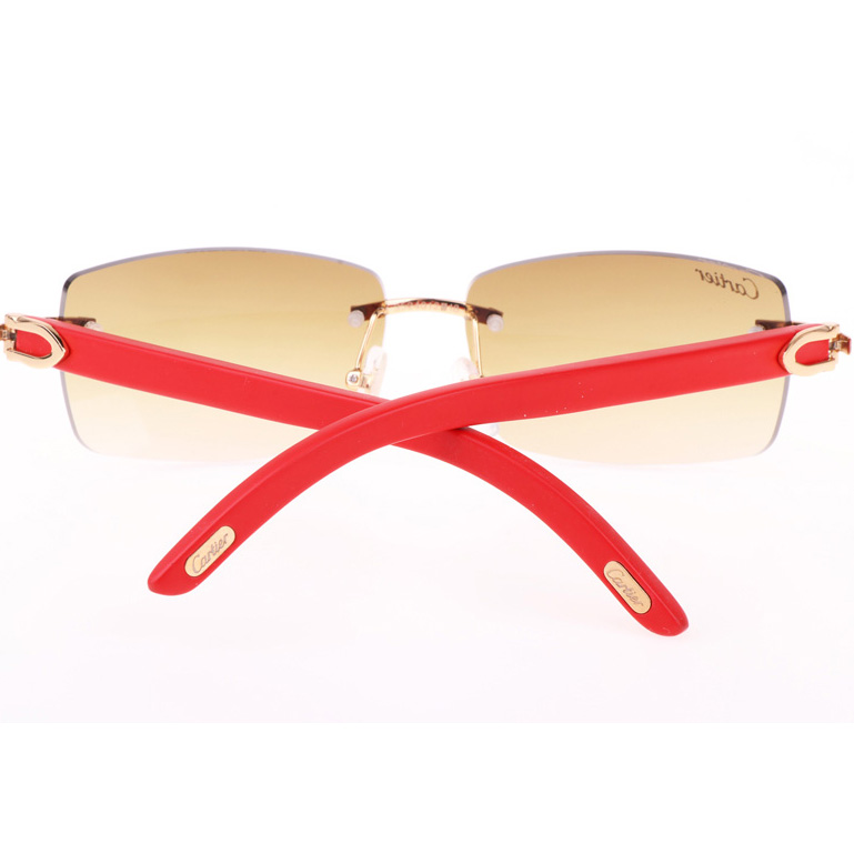 Cartier CT_3524012 Red Wood Sunglasses In Gold Brown - DesignerGu