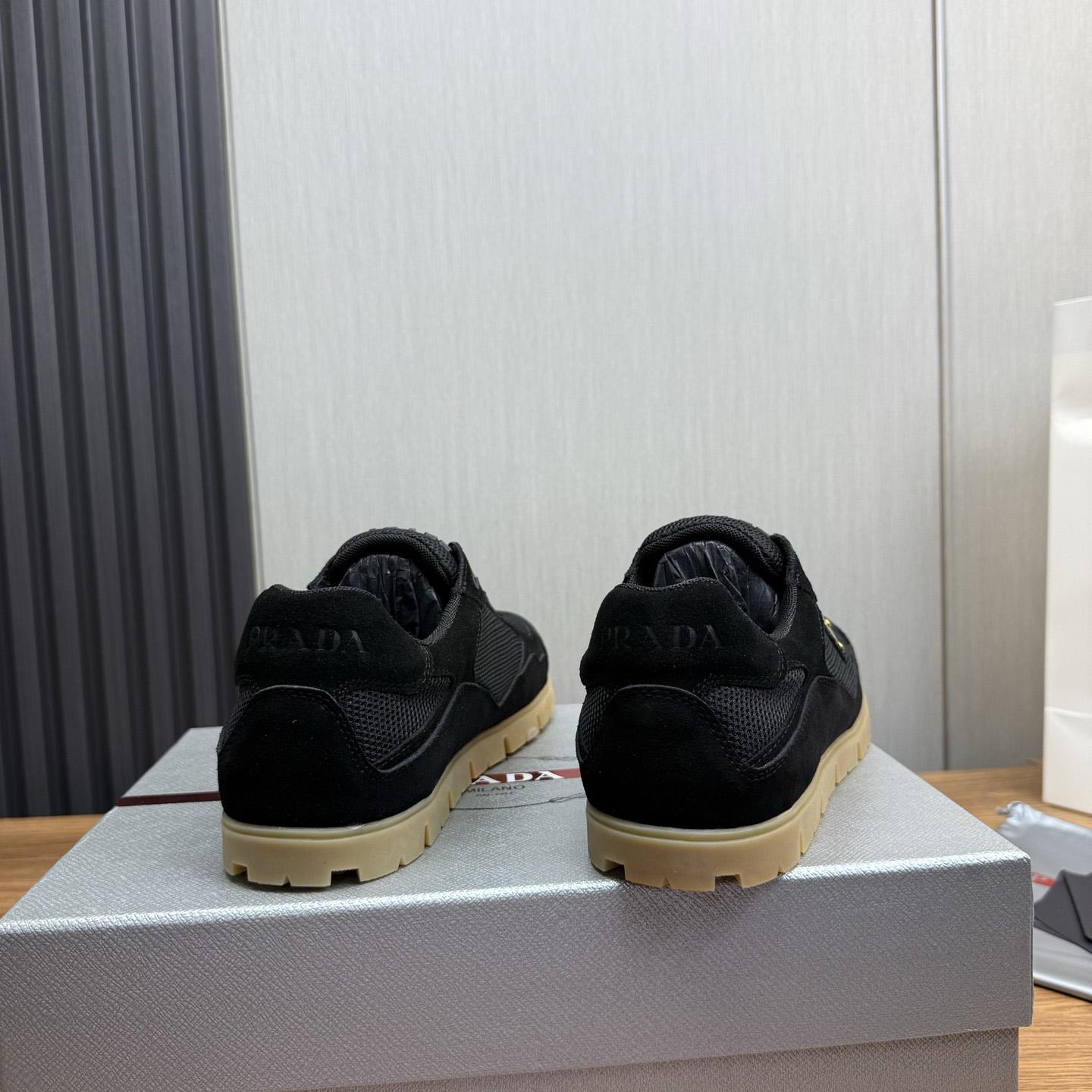 Prada Trail Mesh Fabric And Suede Sneakers - DesignerGu