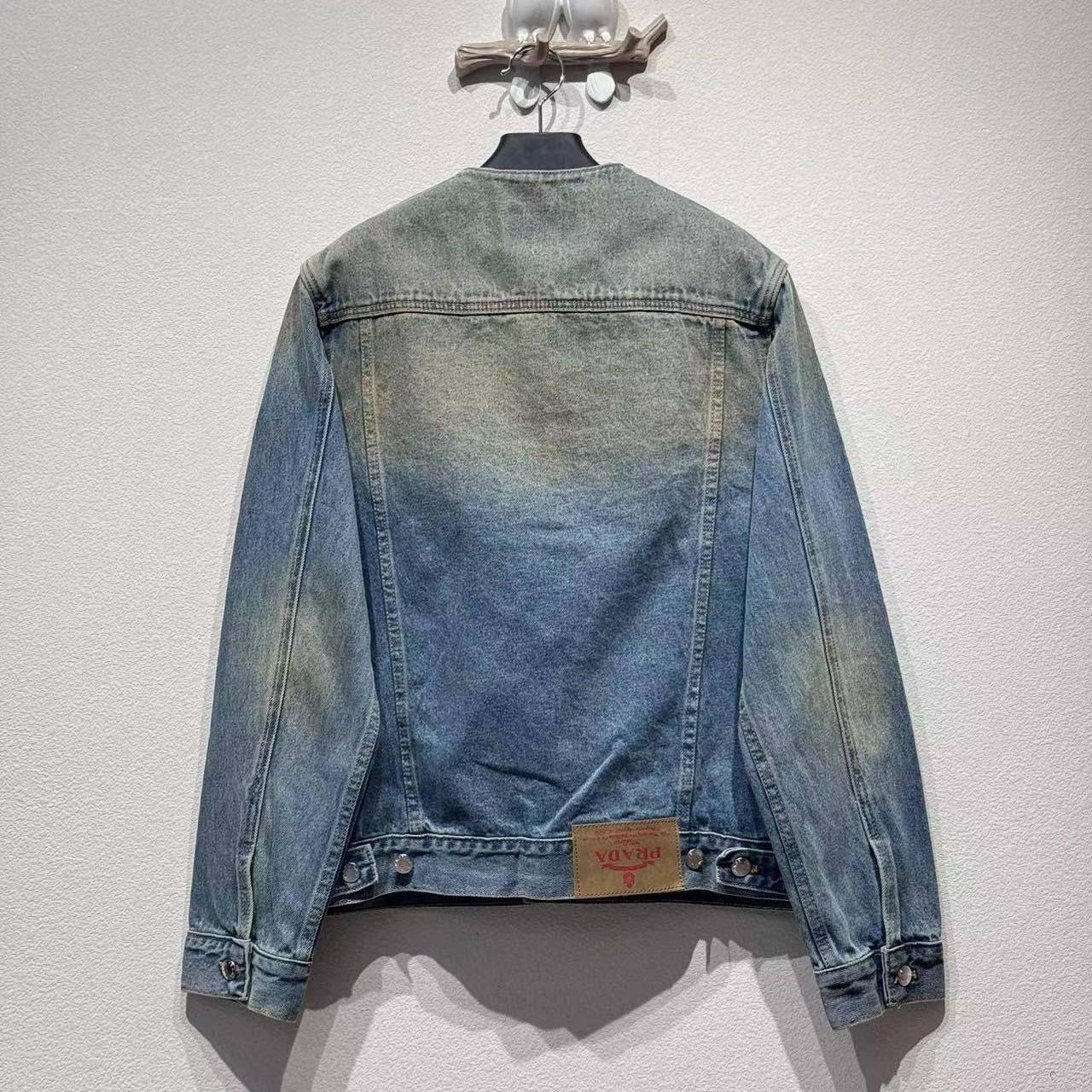 Prada Triangle-logo Denim Blouson Jacket - DesignerGu