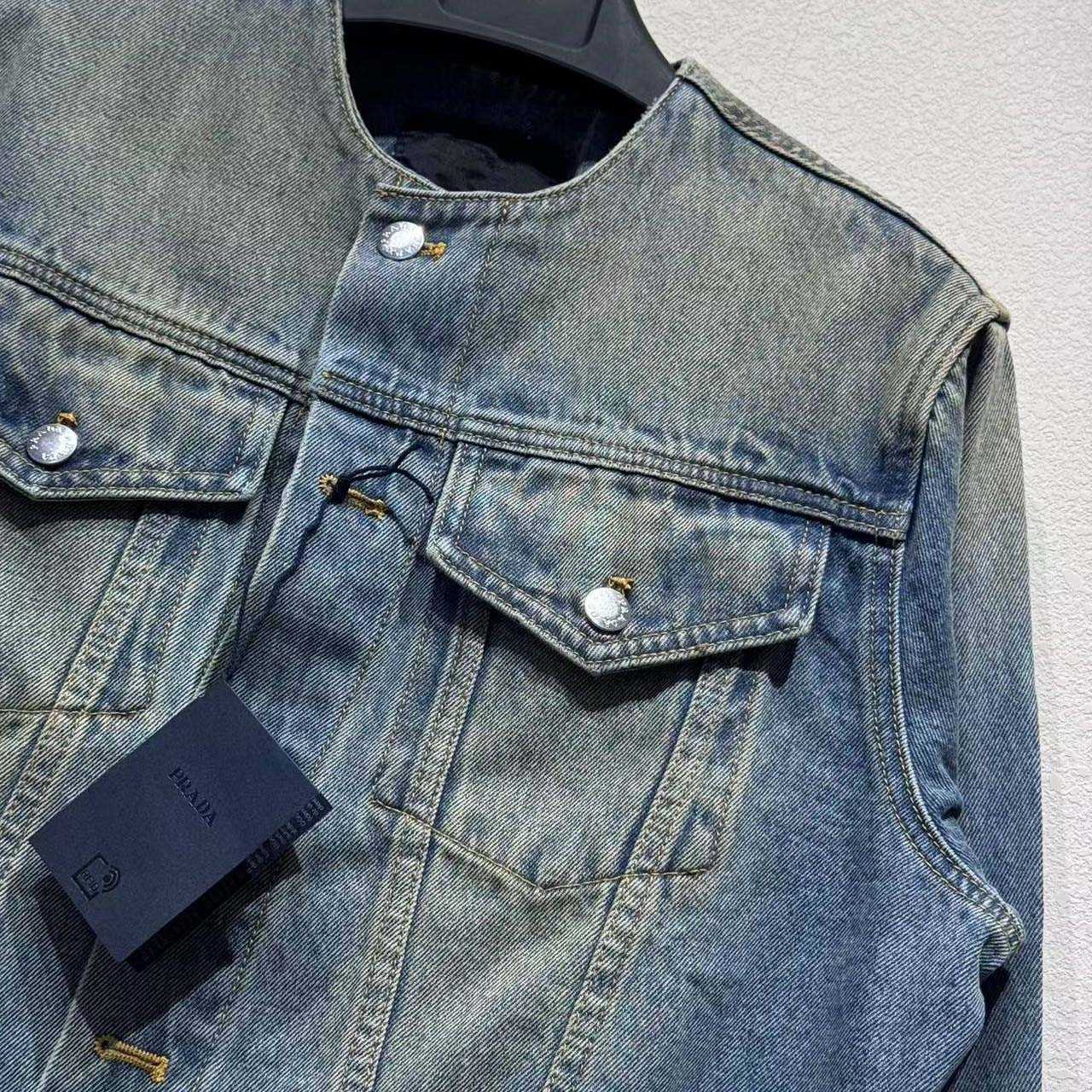 Prada Triangle-logo Denim Blouson Jacket - DesignerGu