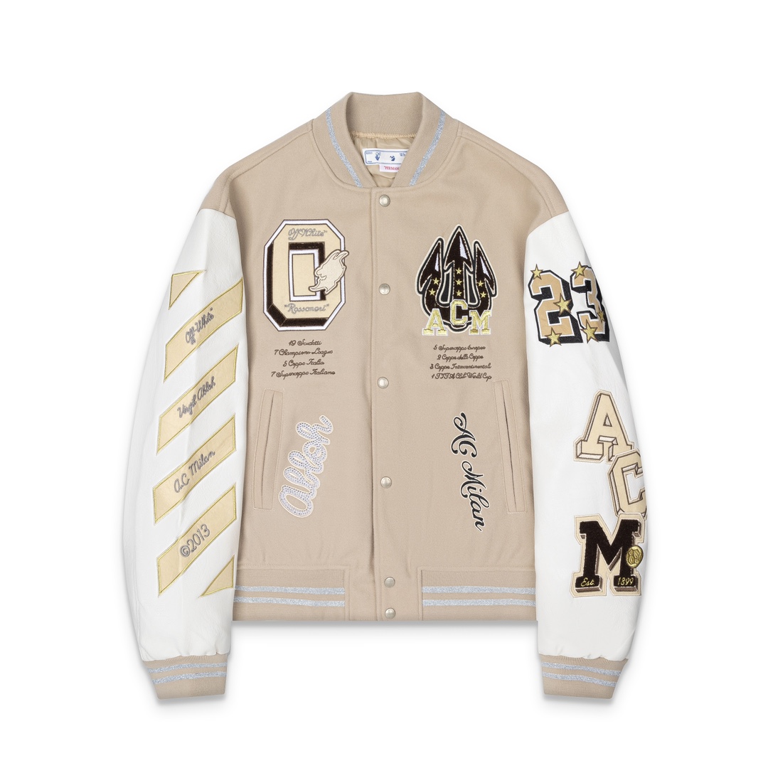 Off-White AC Milan Patch Varsity Jacket - DesignerGu