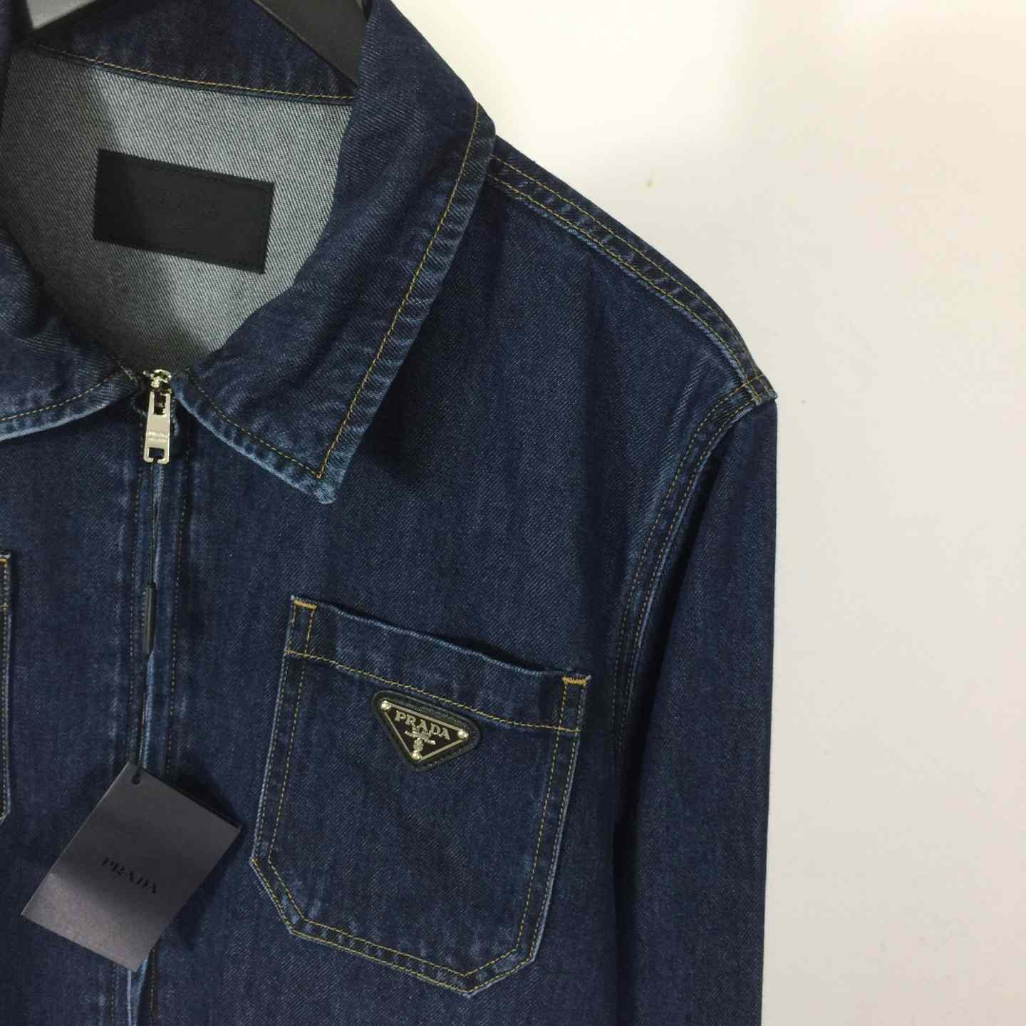 Prada Light Denim Zipper Jacket - DesignerGu
